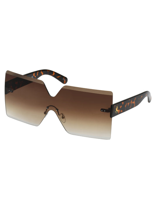 Jessica Simpson Accessories Frameless Shield Sunglasses in Tortoise