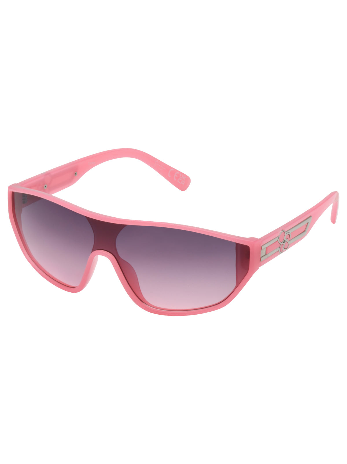 Jessica Simpson Accessories Wrap-Around Shield Sunglasses in Cream & Pink