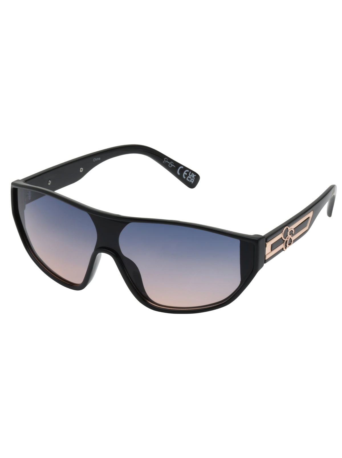 Jessica Simpson Accessories Wrap-Around Shield Sunglasses in Black