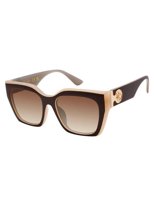 Jessica Simpson Accessories Retro Two Tone Cat Eye Sunglasses in Brown & Nude
