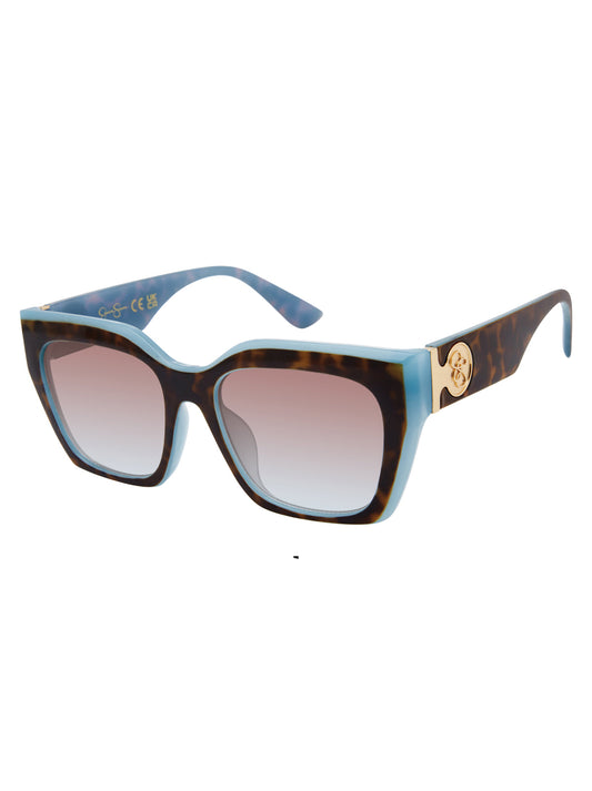 Jessica Simpson Accessories Retro Two Tone Cat Eye Sunglasses in Tortoise & Blue