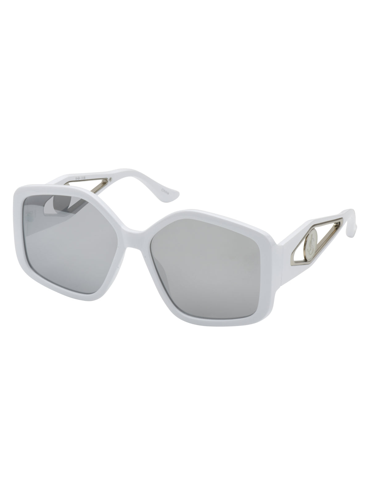 Jessica Simpson Accessories Oversized Geometric Sunglasses in White