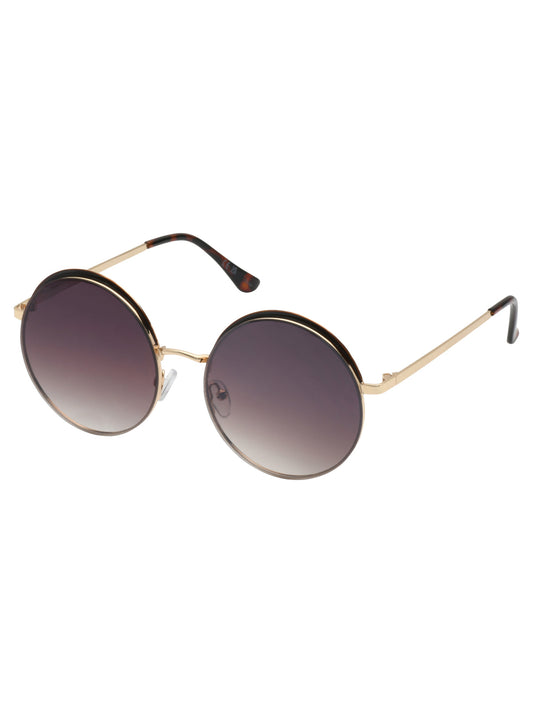 Jessica Simpson Accessories Vintage Round Metal Sunglasses in Gold & Tortoise