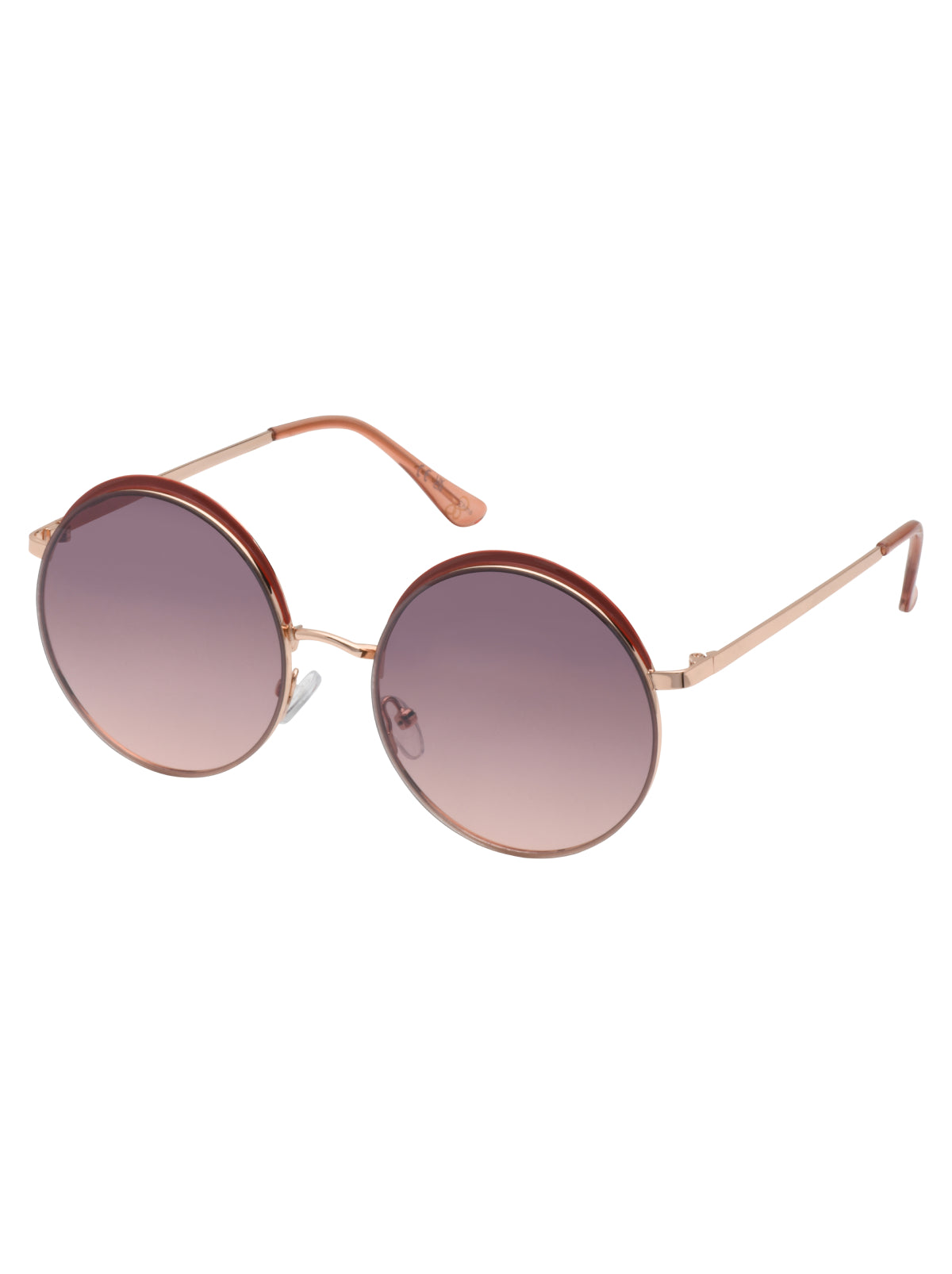 Jessica Simpson Accessories Vintage Round Metal Sunglasses in Rose Gold & Tan