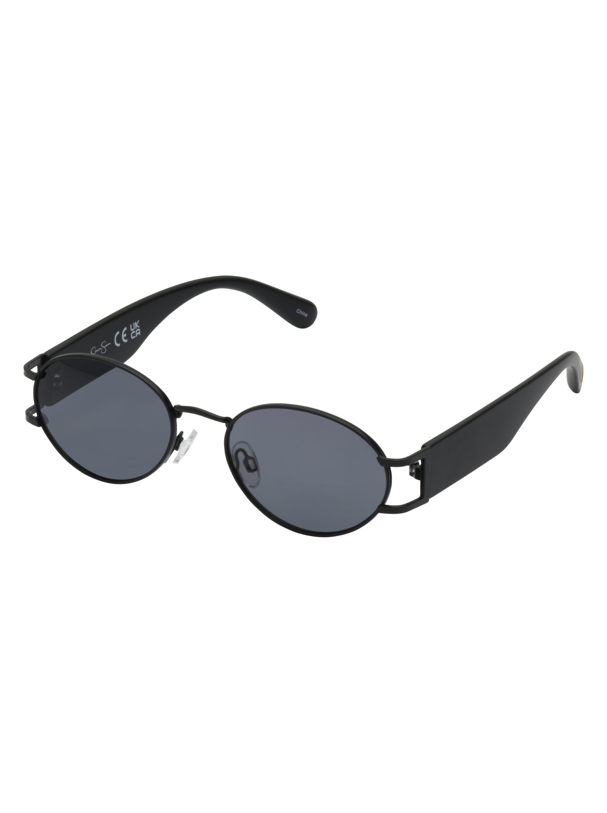 Jessica Simpson Accessories Retro Vintage Metal Oval Sunglasses in Black