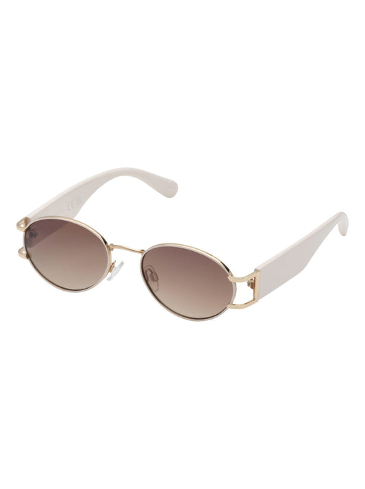 Jessica Simpson Accessories Retro Vintage Metal Oval Sunglasses in Cream