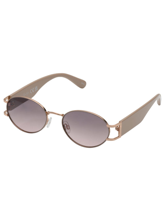 Jessica Simpson Accessories Retro Vintage Metal Oval Sunglasses in Nude