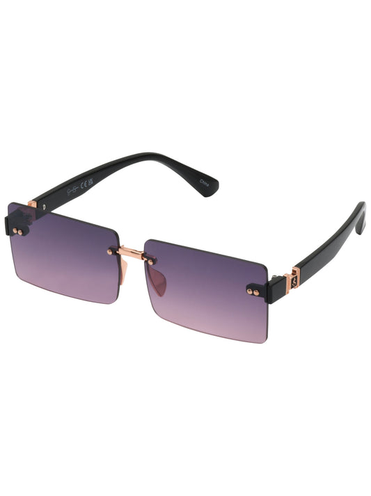 Jessica Simpson Accessories Sleek Rectangular Metal Sunglasses in Rose Gold & Black