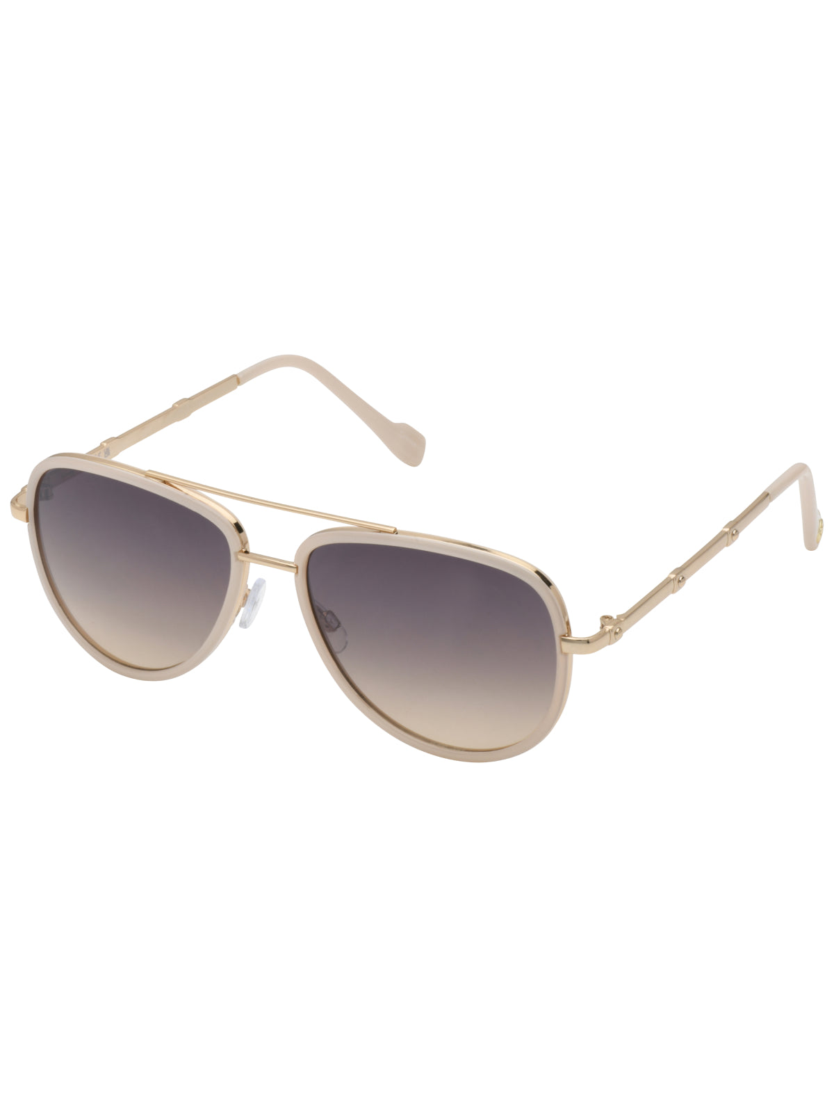Jessica Simpson Accessories Modern Metal Aviator Sunglasses in Gold & Cream