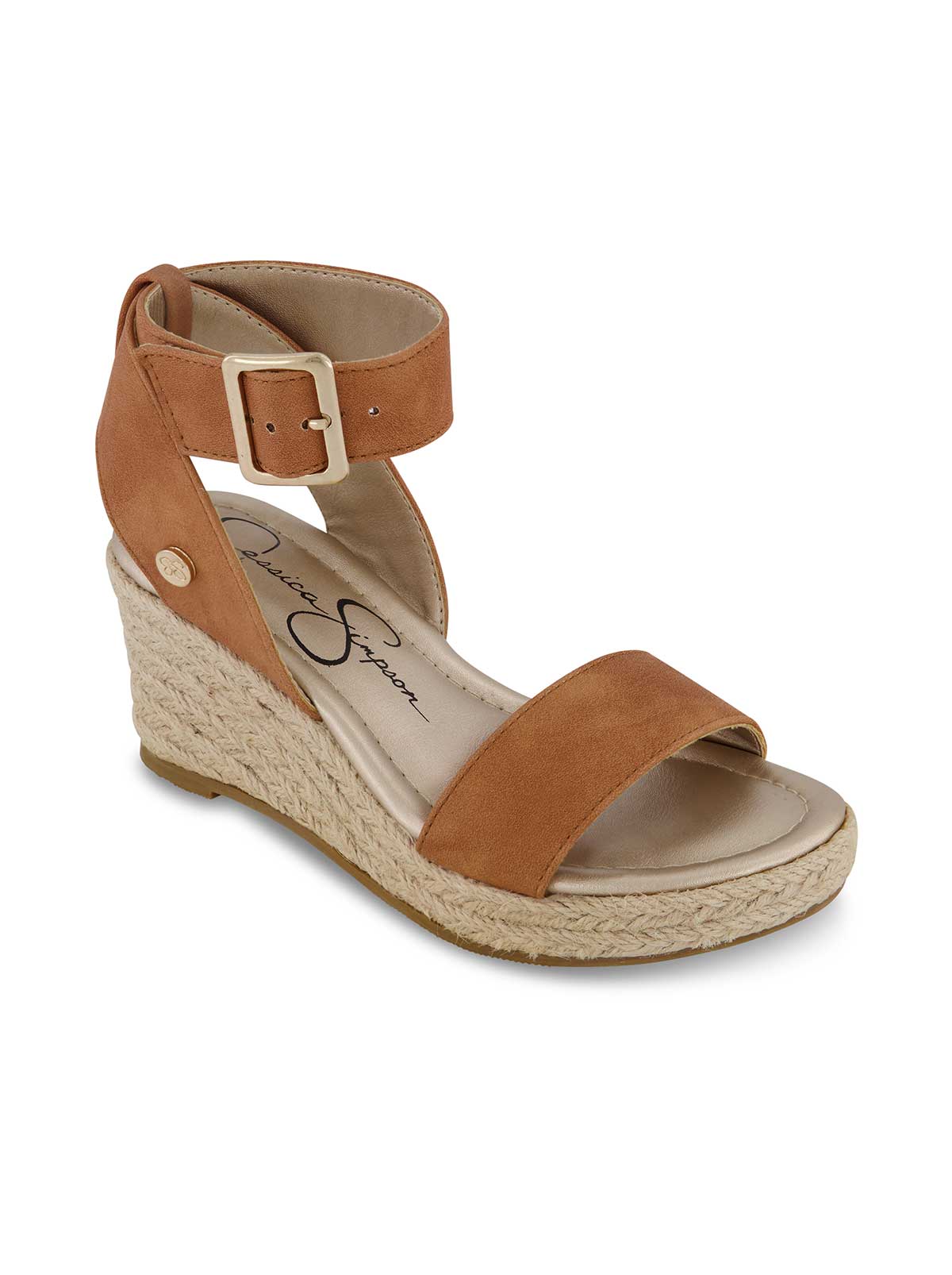 Jessica Simpson Women Girls' Asha Cuff Wedge Sandals in Cognac