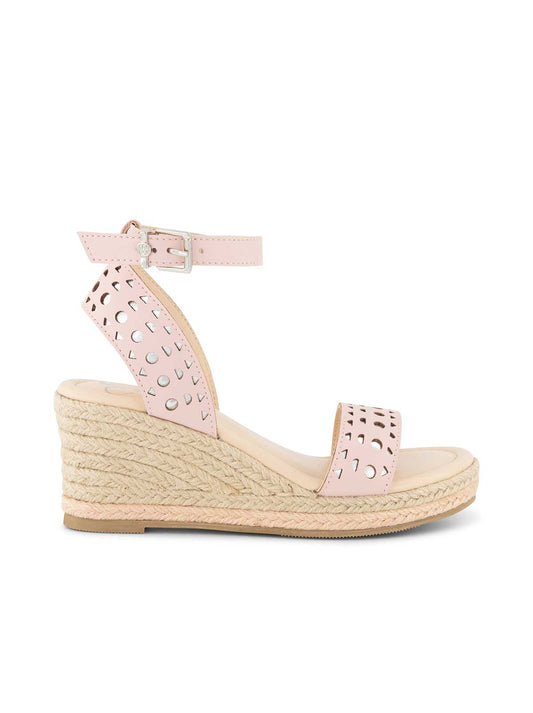 Jessica Simpson Women Girls' Asha Perforated Wedge Sandal in Blush