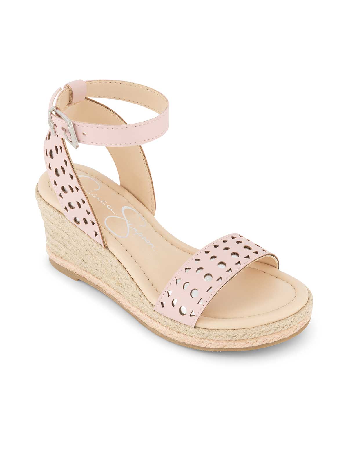 Jessica Simpson Women Girls' Asha Perforated Wedge Sandal in Blush