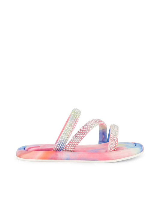 Jessica Simpson Women Girls' Kaylen Strap Slippers in Tie Dye