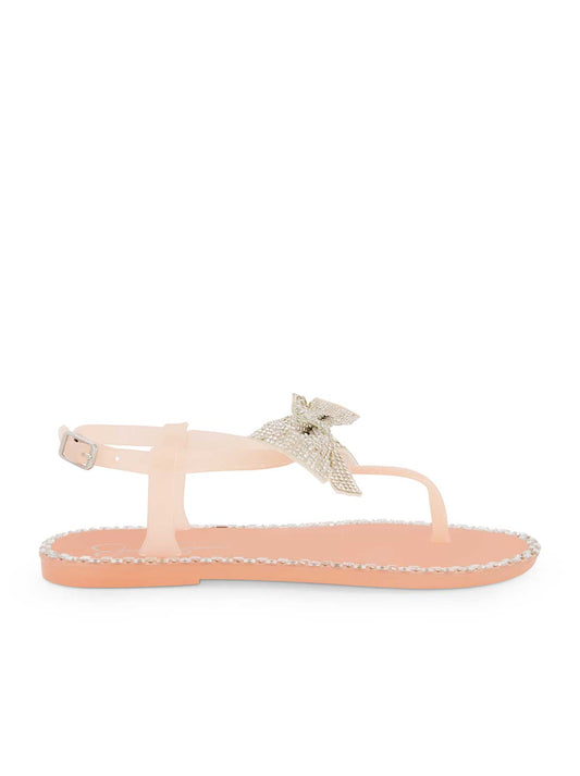 Jessica Simpson Women Girls' Jelly Bow Slippers in Blush