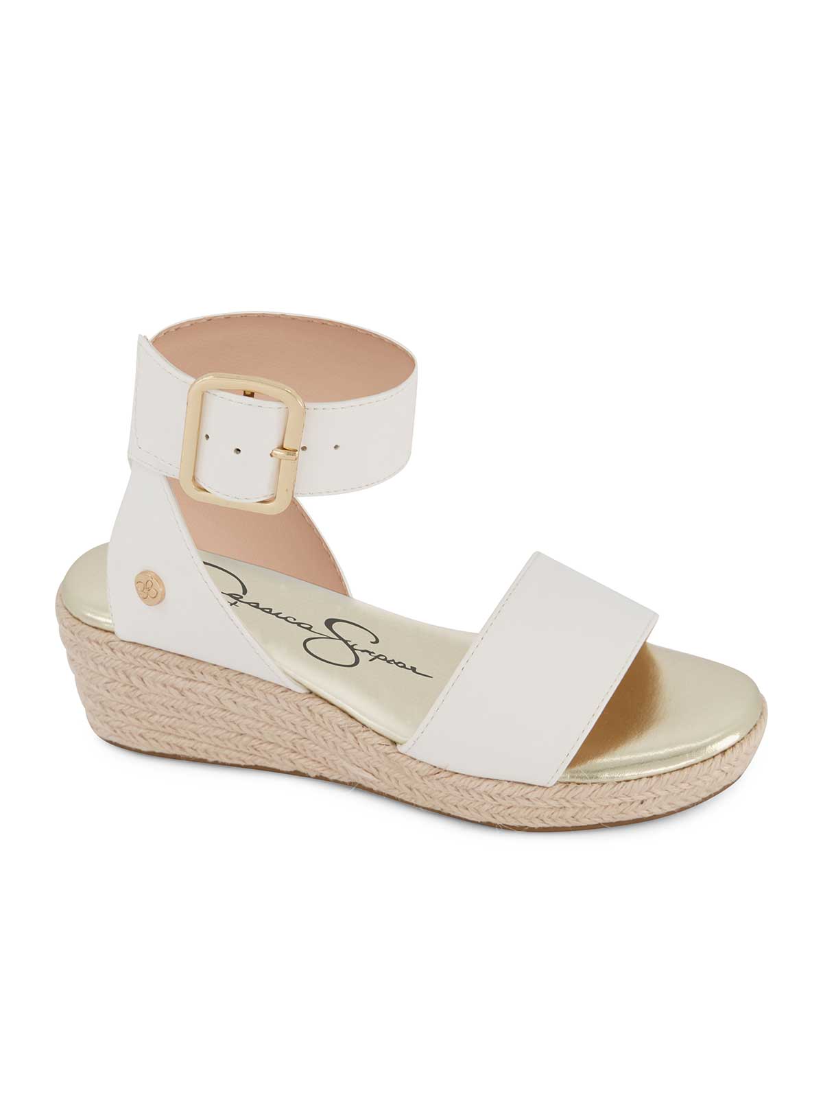Jessica Simpson Women Girls' Asha Cuff Wedge Sandals in White