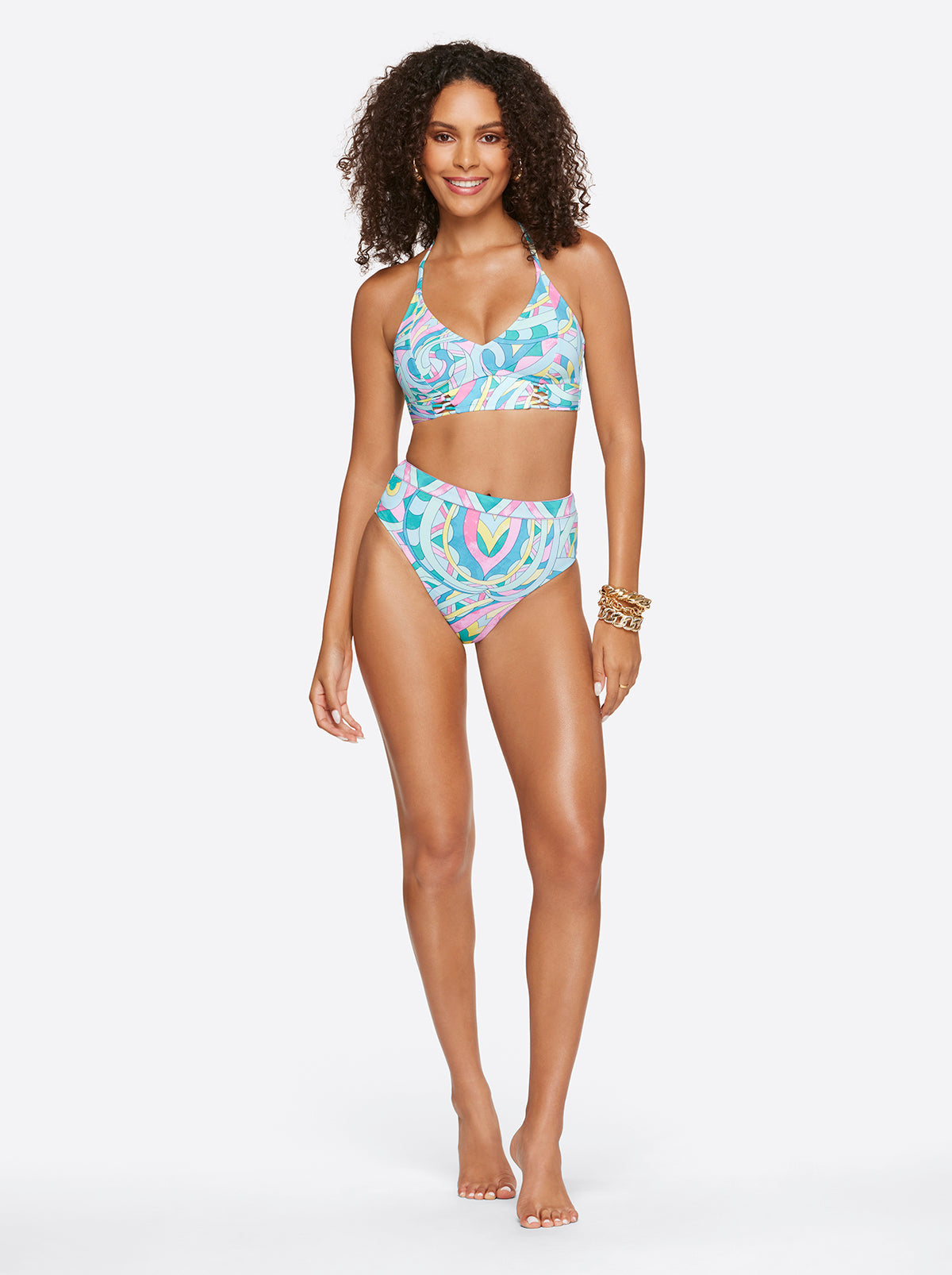 Jessica Simpson Women High Waist Bottom in Powder Blue Multi
