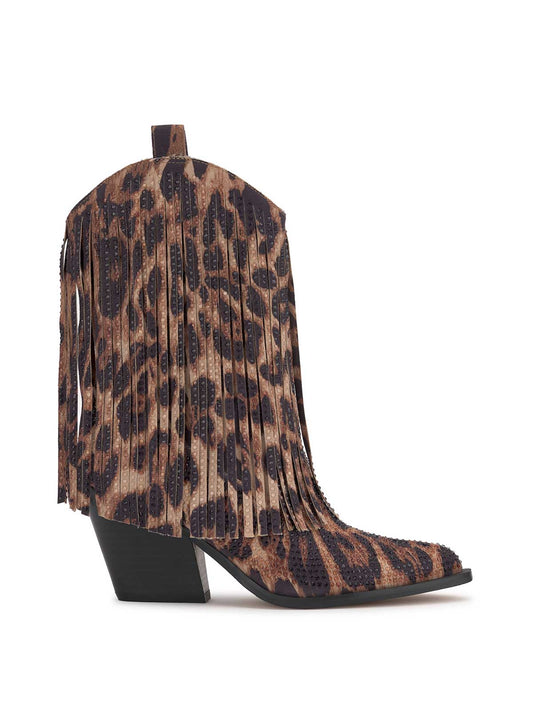 Jessica Simpson Women Paredisa Fringe Bootie in Leopard