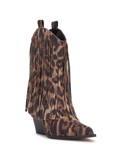 Jessica Simpson Women Paredisa Fringe Bootie in Leopard