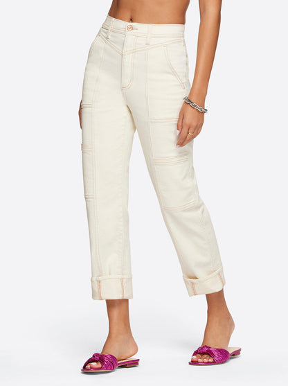 Jessica Simpson Women Straight Cargo Ankle in Ecru