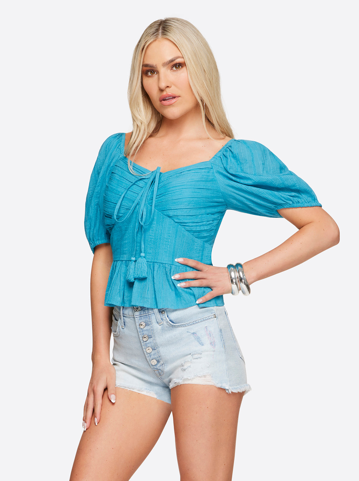 Jessica Simpson Women Ami Halter Top in Pagoda Blue