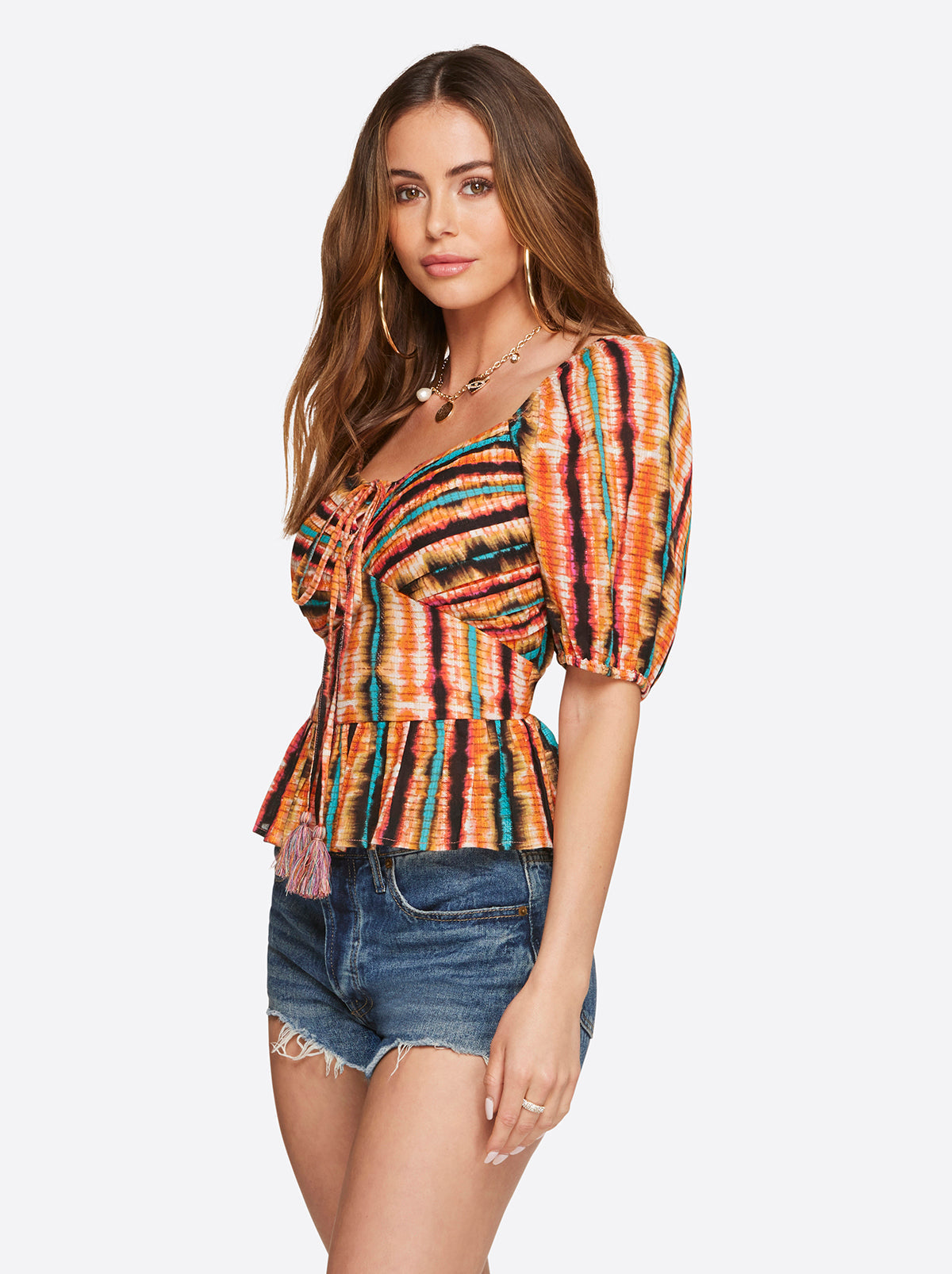 Jessica Simpson Women Ami Halter Top in Tie Dye Stripe