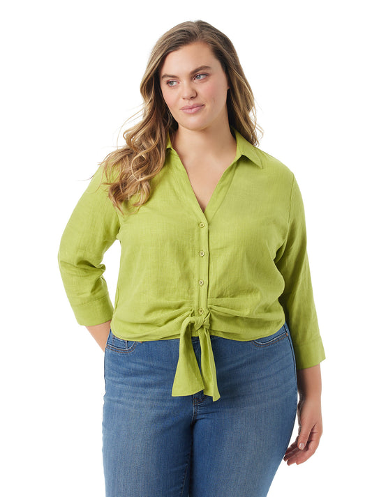 Jessica Simpson Women Soley Tie Front Top in Pickled Pepper