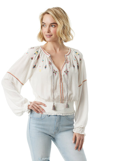 Jessica Simpson Women Tanuka Embellished Top in Gardenia