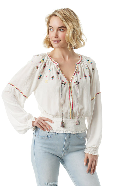 Jessica Simpson Women Tanuka Embellished Top in Gardenia