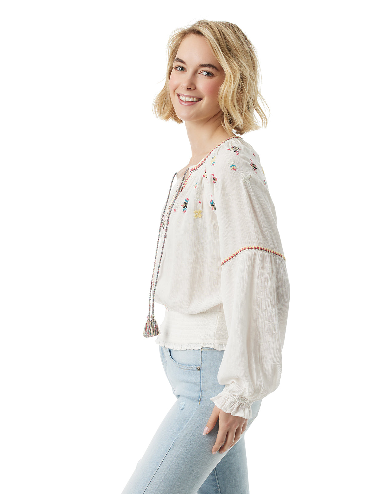Jessica Simpson Women Tanuka Embellished Top in Gardenia