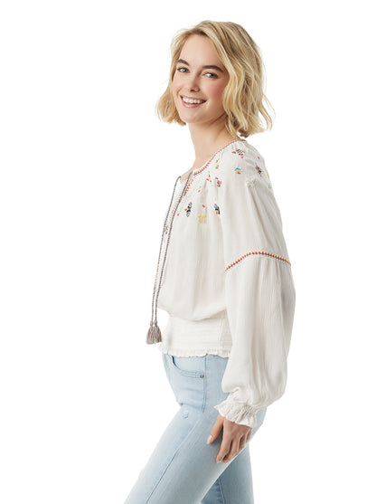 Jessica Simpson Women Tanuka Embellished Top in Gardenia