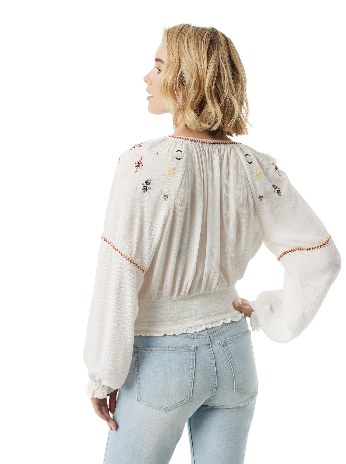 Jessica Simpson Women Tanuka Embellished Top in Gardenia