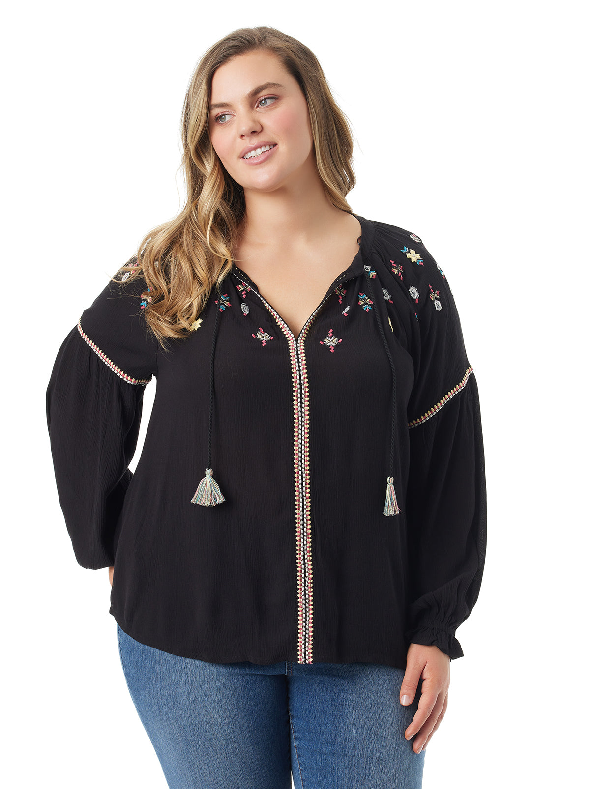 Jessica Simpson Women Lissy Embellished Top in Black