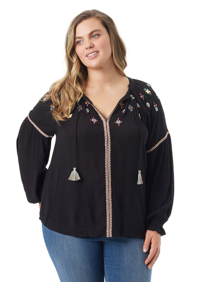 Jessica Simpson Women Lissy Embellished Top in Black