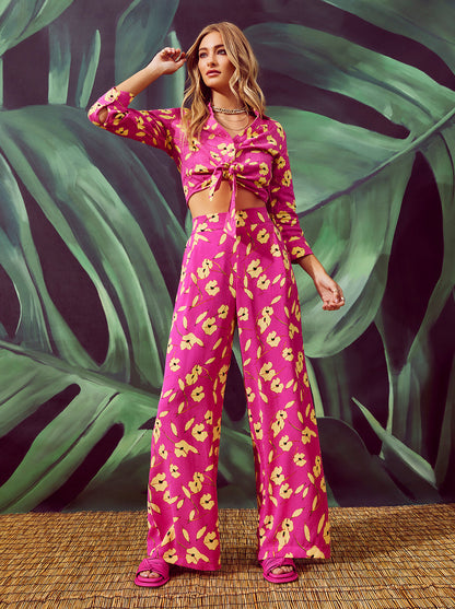 Jessica Simpson Women Winnie Wide Leg Pants in Withering Petals