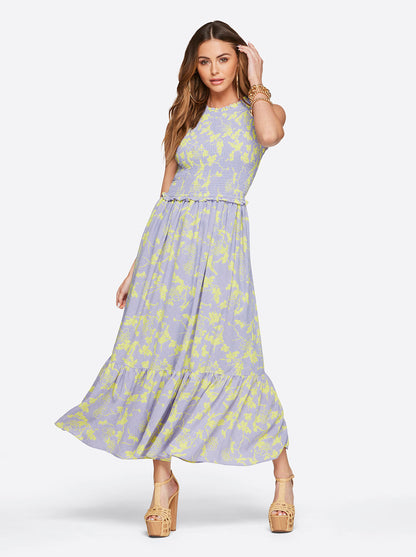 Jessica Simpson Women Mira Tiered Ruffle Maxi Dress in Hidden Lotus