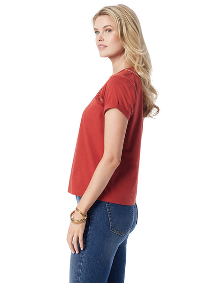 Jessica Simpson Women Valeriya Tee in Chili Oil