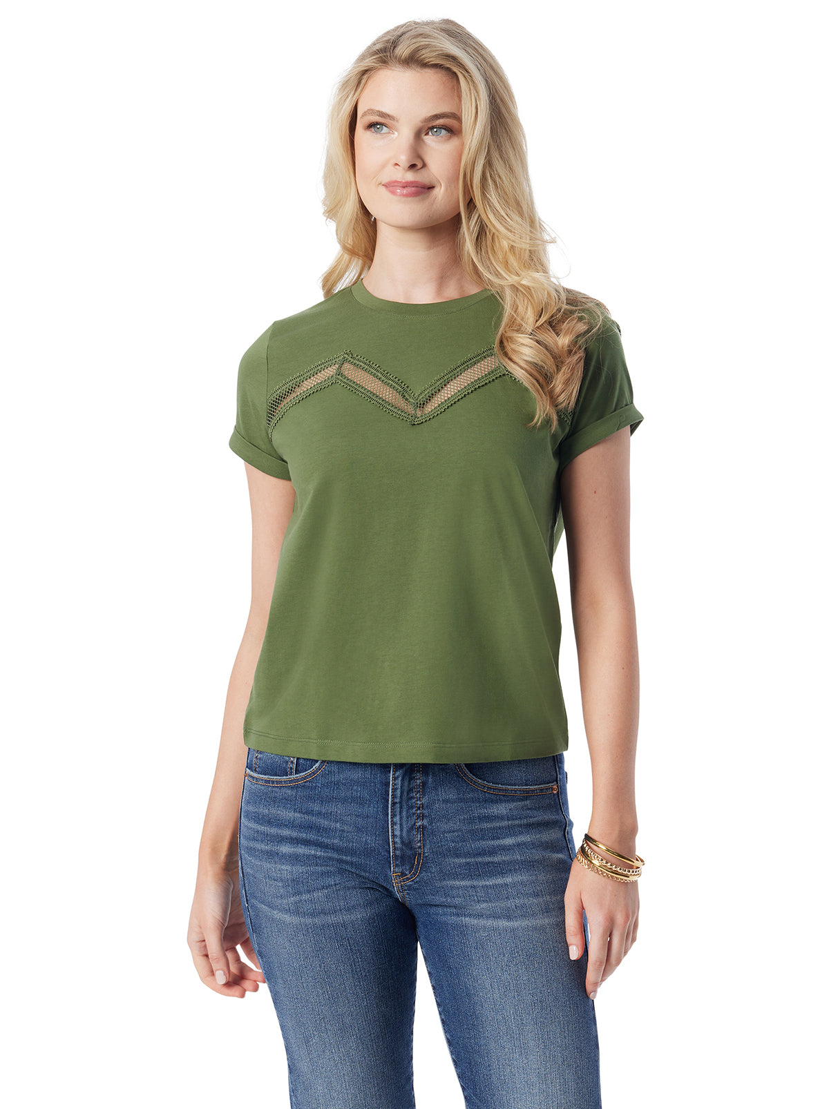 Jessica Simpson Women Valeriya Tee in Bronze Green