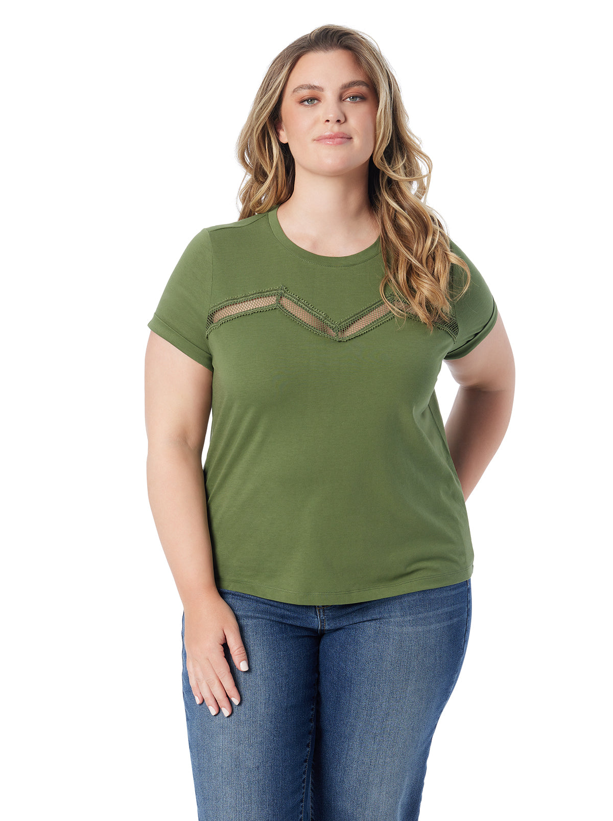 Jessica Simpson Women Valeriya Tee in Bronze Green