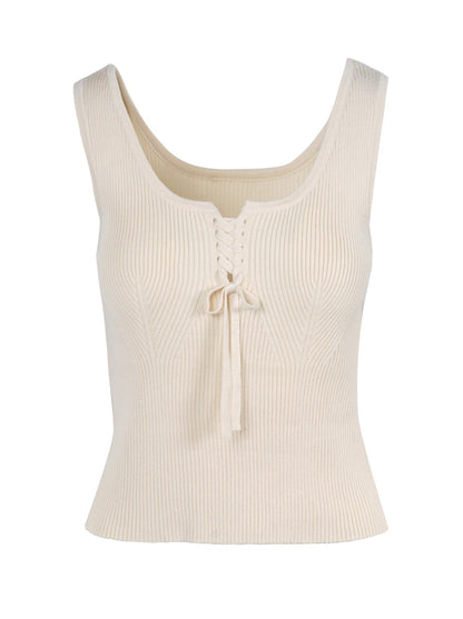 Jessica Simpson Women Johanna Lace Up Tank in Parchment