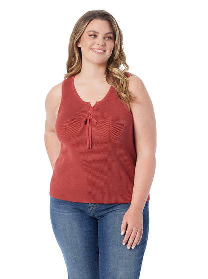 Jessica Simpson Women Johanna Lace Up Tank in Chili Oil