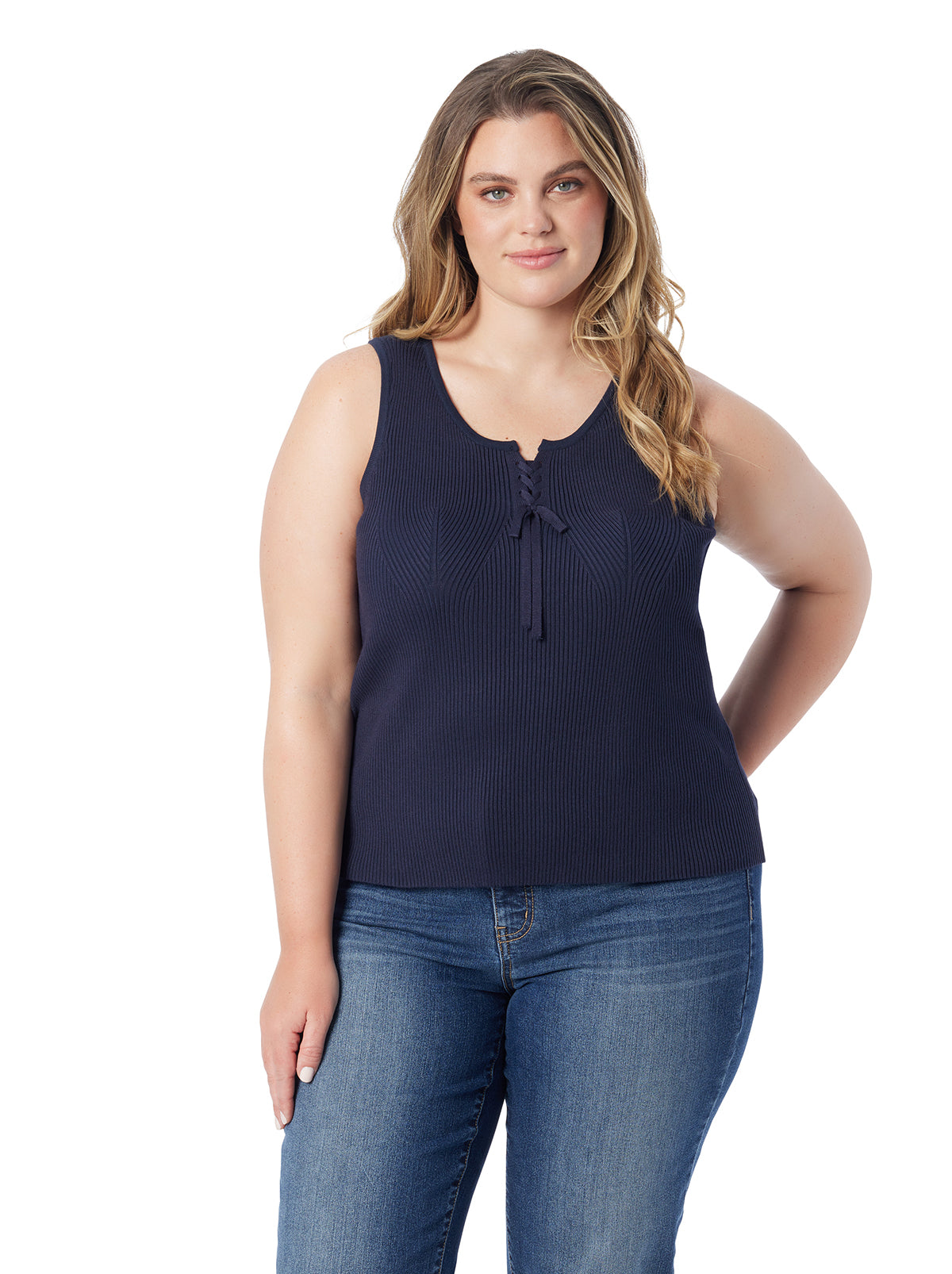 Jessica Simpson Women Johanna Lace Up Tank in After Midnight