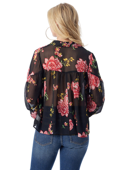 Jessica Simpson Women Doris Blouse in Sketchy Roses