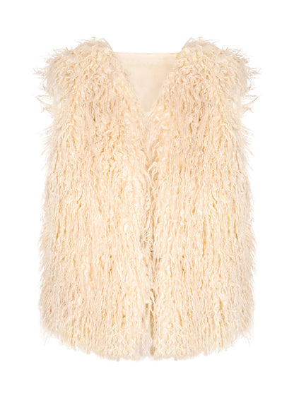 Jessica Simpson Women Fur Vest in Gardenia