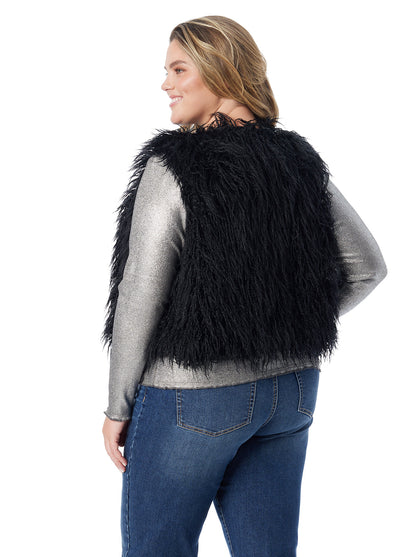 Jessica Simpson Women Fur Vest in Anthracite