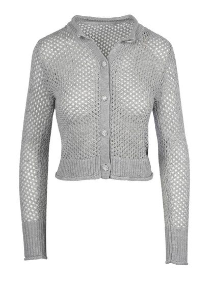 Jessica Simpson Women Bianka Cardigan in Metallic Silver
