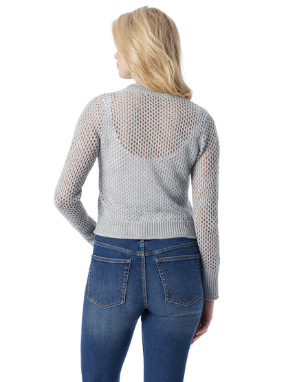 Jessica Simpson Women Bianka Cardigan in Metallic Silver