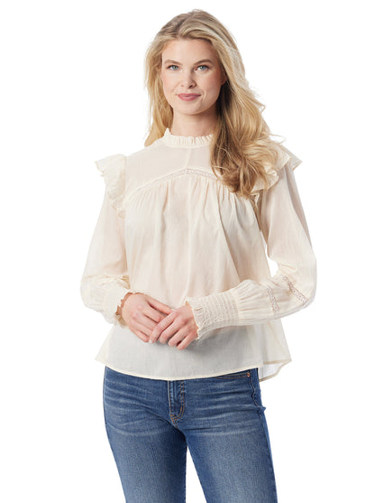 Jessica Simpson Women Elsiana Ruffle Top in Parchment