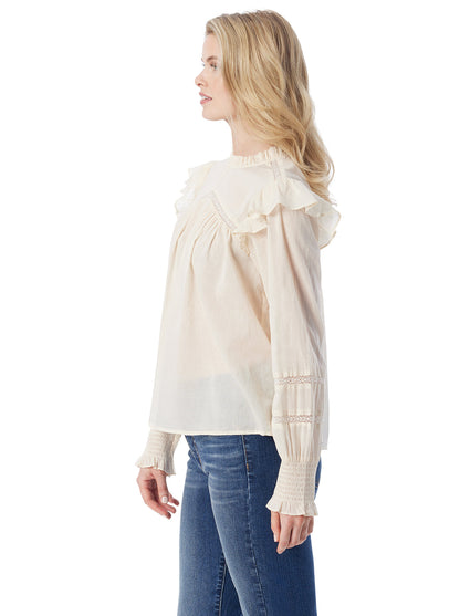 Jessica Simpson Women Elsiana Ruffle Top in Parchment