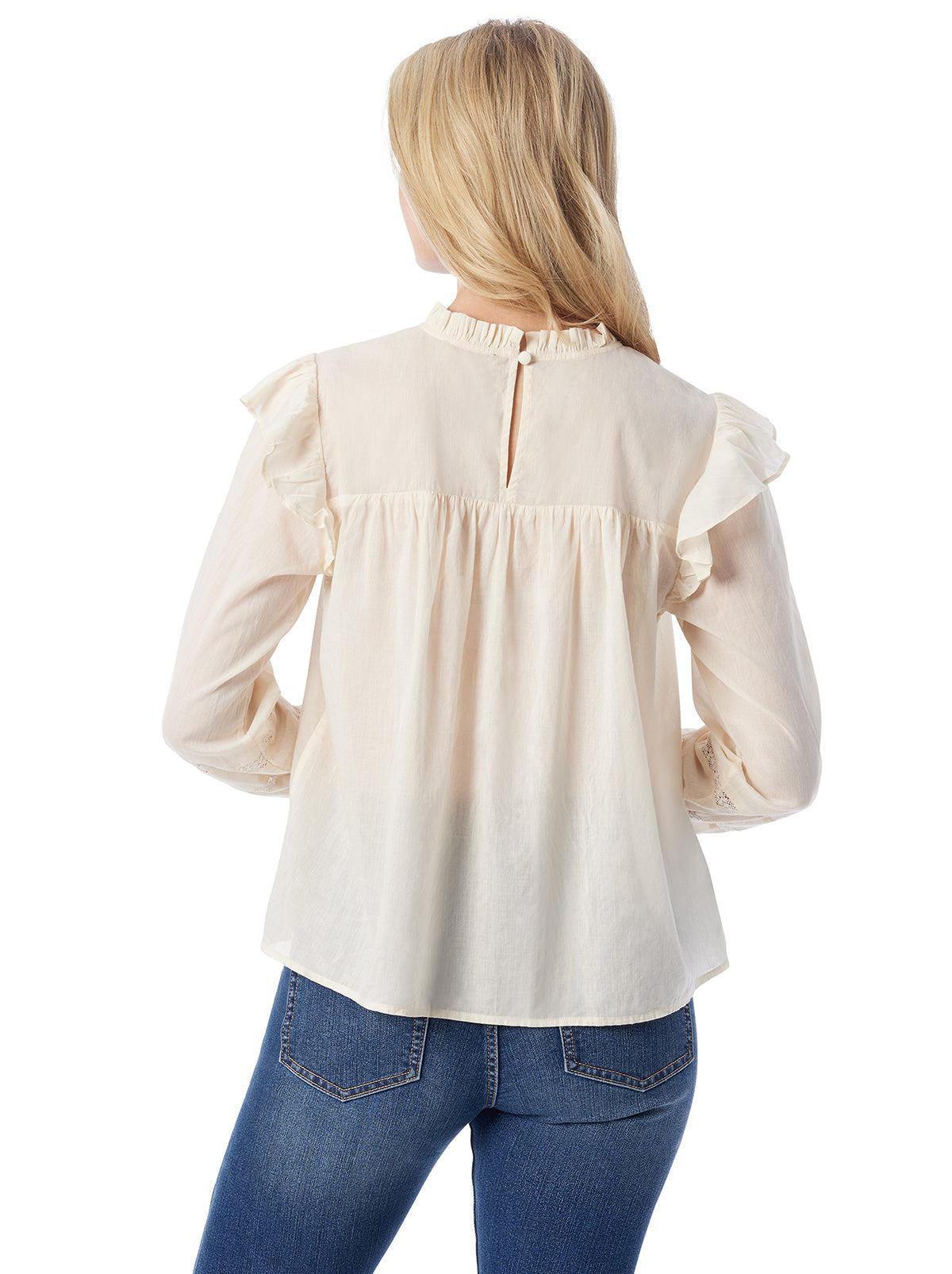 Jessica Simpson Women Elsiana Ruffle Top in Parchment
