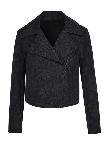 Jessica Simpson Women Biker Jacket in Black Laced Floral